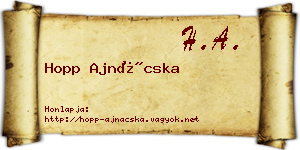 Hopp Ajnácska névjegykártya